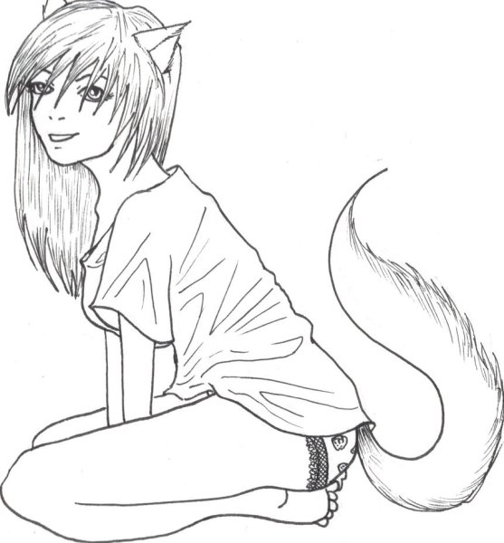 Раскраска человек кошка