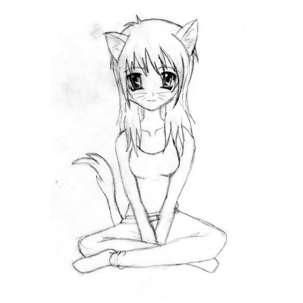 Рисунки для срисовки карандашом аниме с ушками