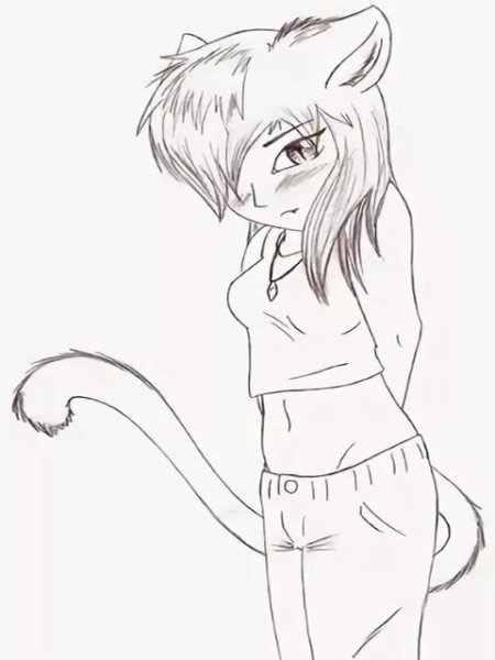 Аниме для срисовывания девочка кошка