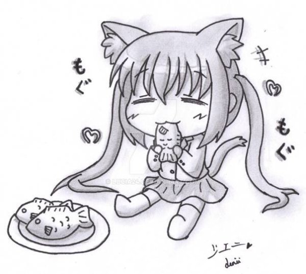 Кошка человек рисунок для срисовки