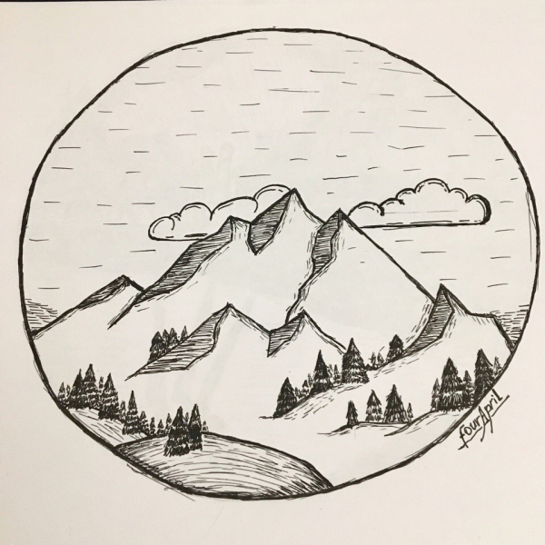 Рисунки для срисовки горы