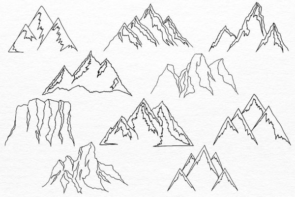 Горы в далеке карандашом