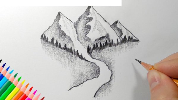 Рисунок горы карандашом для срисовки
