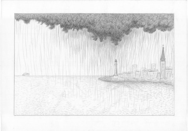 Дождь рисунок карандашом