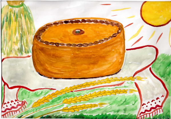 Раскраска каравай хлеба для детей