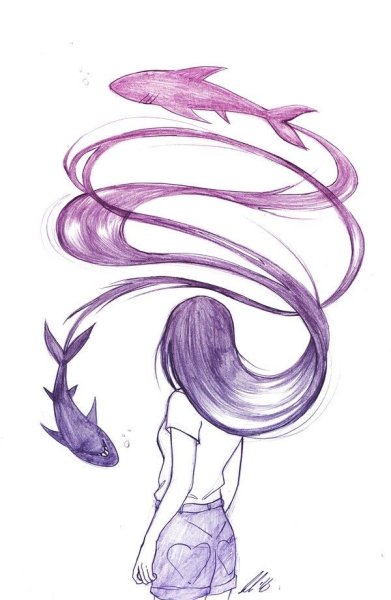 Срисовка фиолетовых волос для рисования