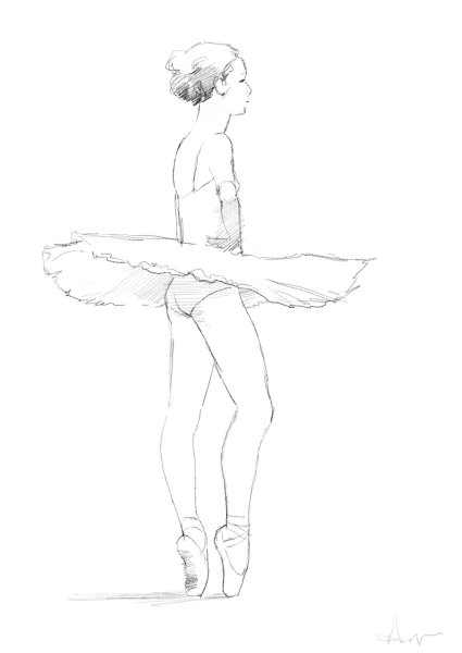 Балерина карандашом легко