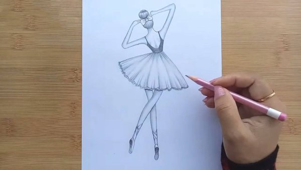 Балерина поэтапно карандашом