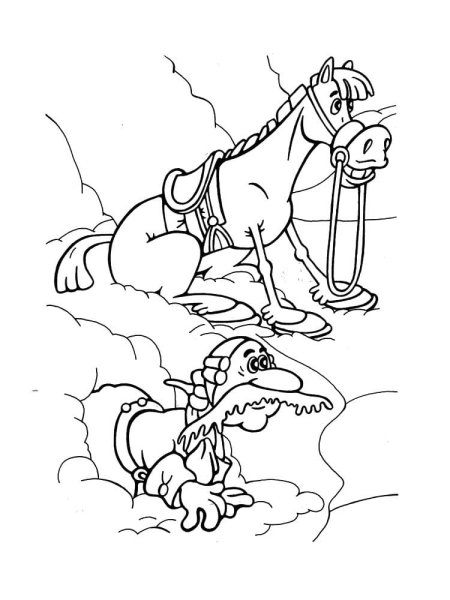 Барон Мюнхгаузен раскраска