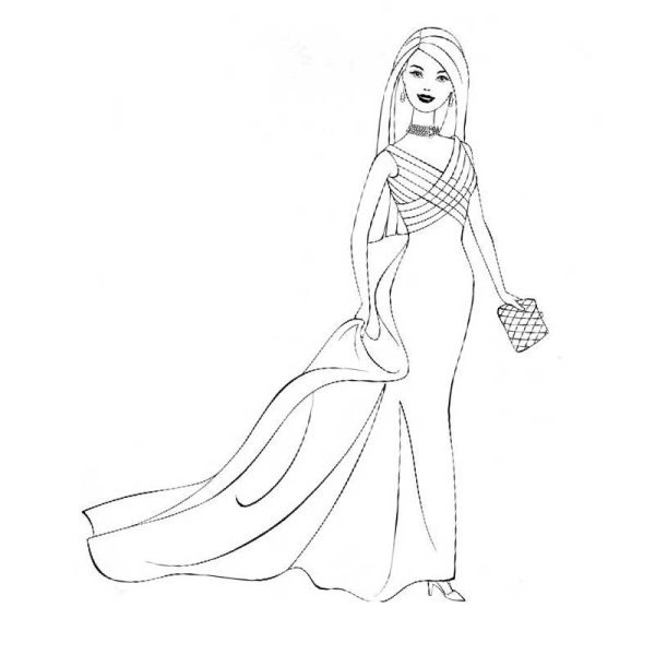 Барби рисунок карандашом