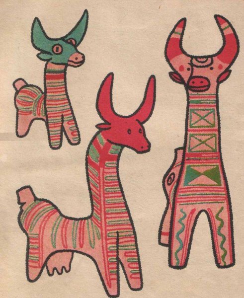 Этапы рисования дымковского коня