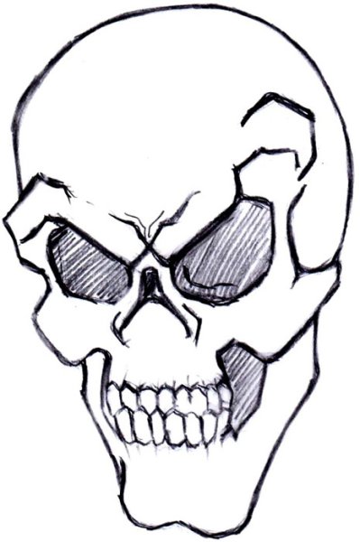 Череп простым карандашом