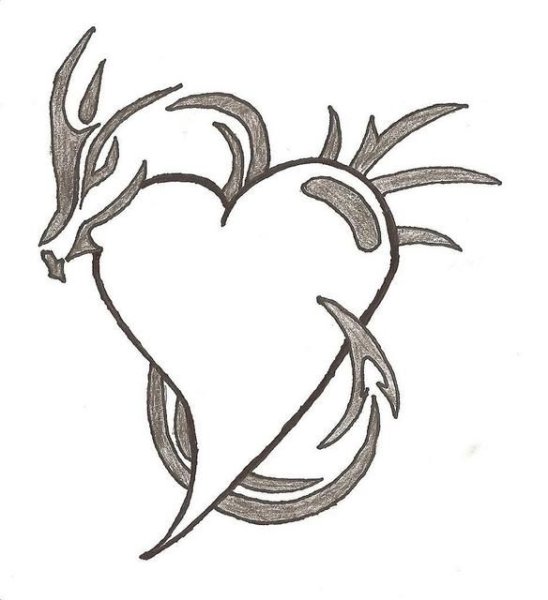 Сердце карандашом для срисовки