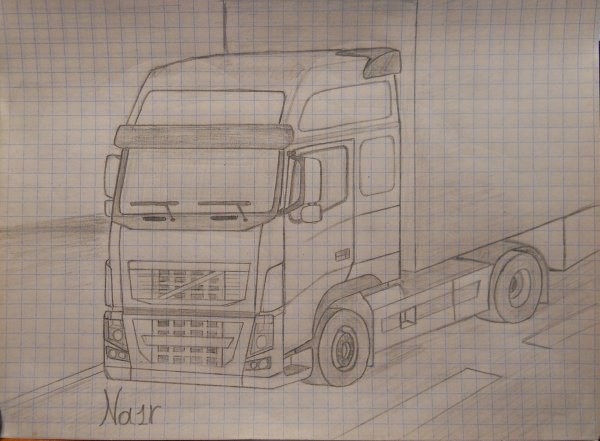 КАМАЗ Вольво сбоку 450 нарисовав