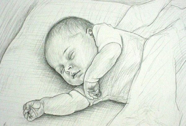 Младенец рисунок карандашом