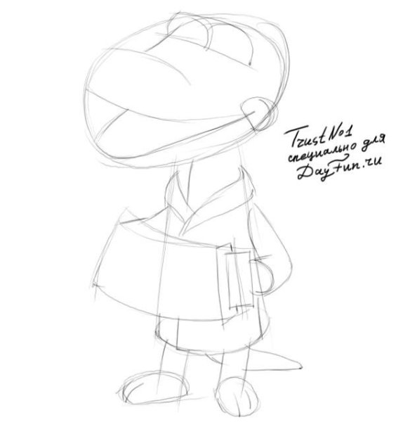 Крокодил Гена пошаговое рисование