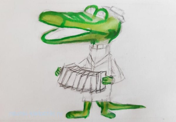 Крокодил Гена пошаговое рисование