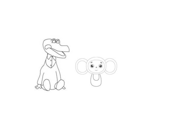 Рисуем крокодила Гену и Чебурашку поэтапно