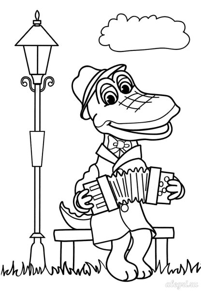 Крокодил Гена и Чебурашка раскраска