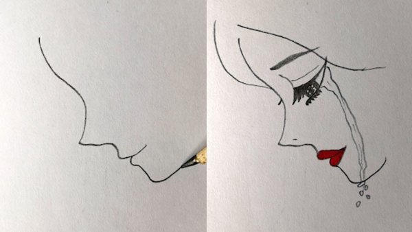 Плачущая девушка рисовать легко