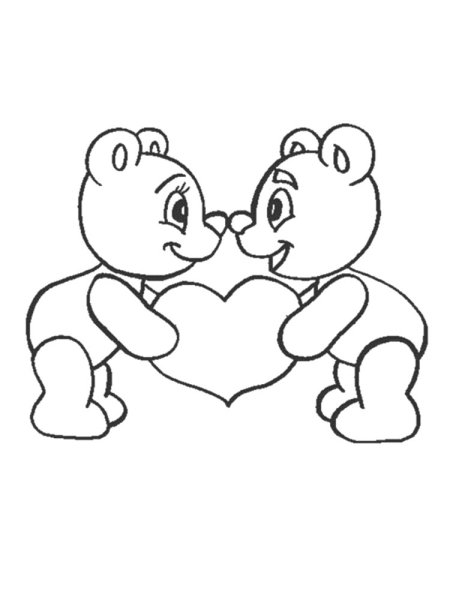 Раскраска мишка с сердечком