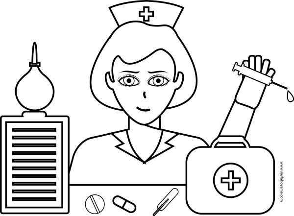 Раскраска медсестра для детей