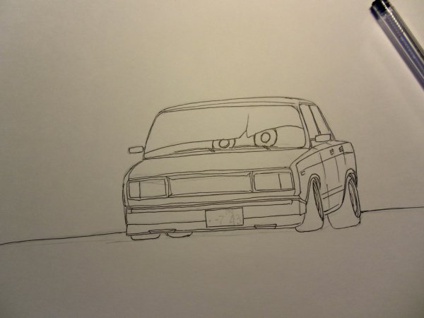 Машина в дрифте для срисовки