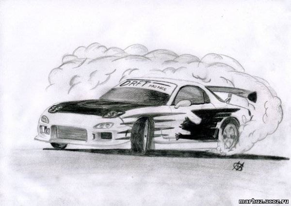 Нарисовать машину в дрифте