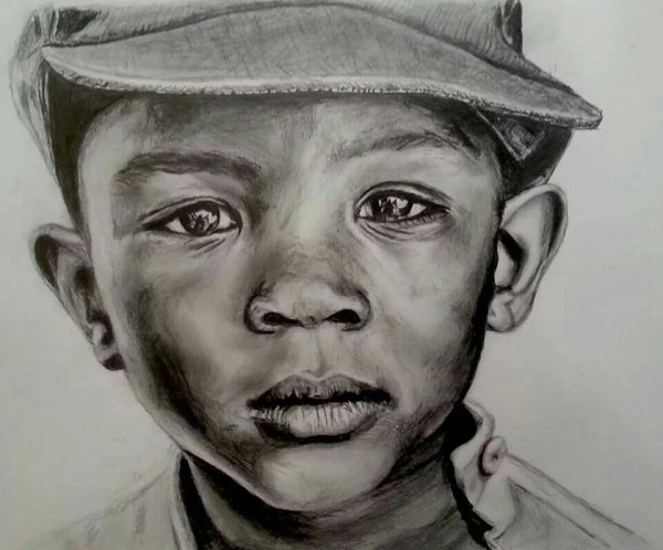 Портрет синей ручкой