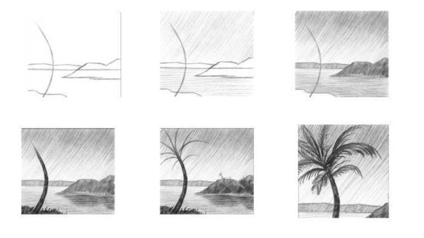 Пейзаж в графике легкий