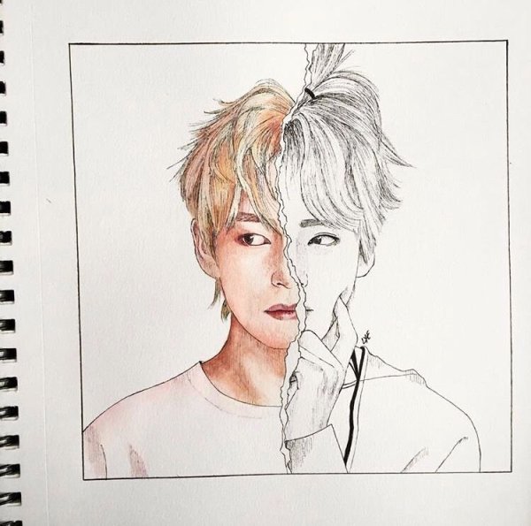 Рисунки BTS легкие Тэхен