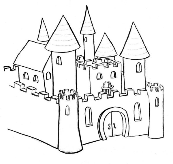 Замок раскраска для детей
