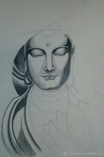 Будда рисунок карандашом