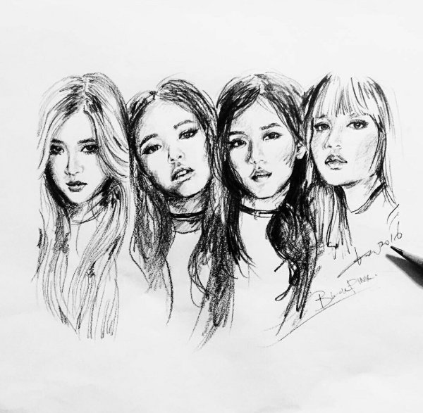 Блэк Пинк карандашом группа