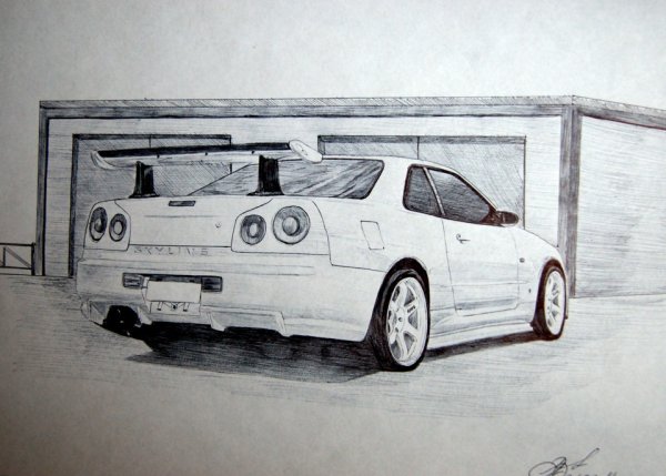 Nissan Skyline r34 карандашом