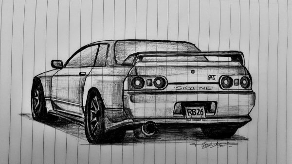 Nissan Skyline GTR r34 карандашом