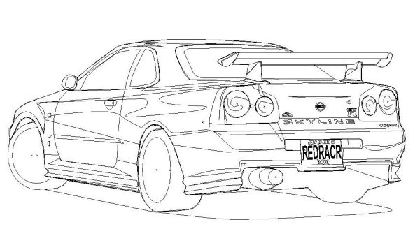 Раскраска Ниссан Скайлайн GTR r34