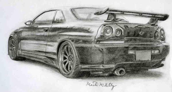 Nissan Skyline r34 карандашом