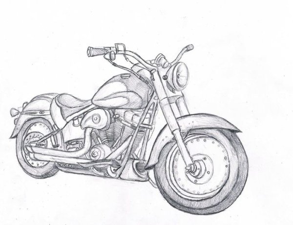 Мотоцикл рисунок карандашом