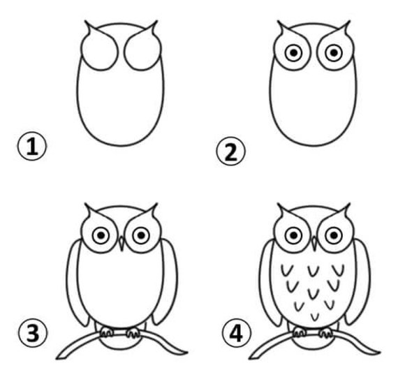 Нарисовать сову карандашом