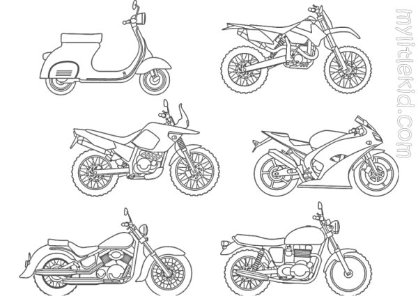 Мотоцикл сбоку предметов контур