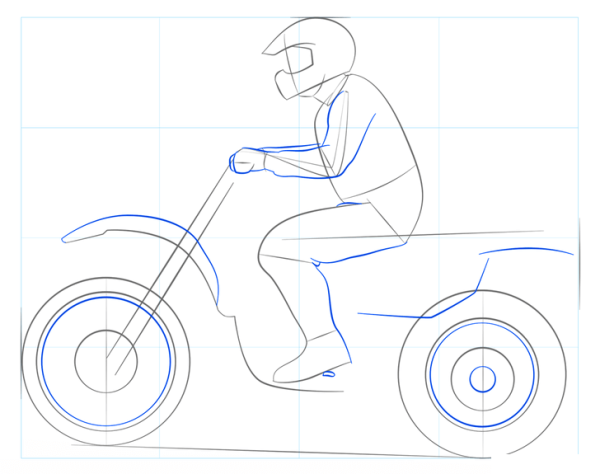 Поэтапное рисование мотоцикла для детей