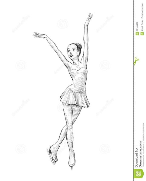 Эскиз фигуристки карандаш