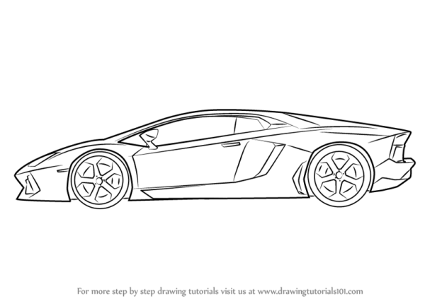 Lamborghini Aventador сбоку рисунок