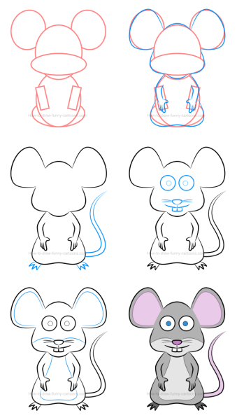 Рисование мышка пошагово