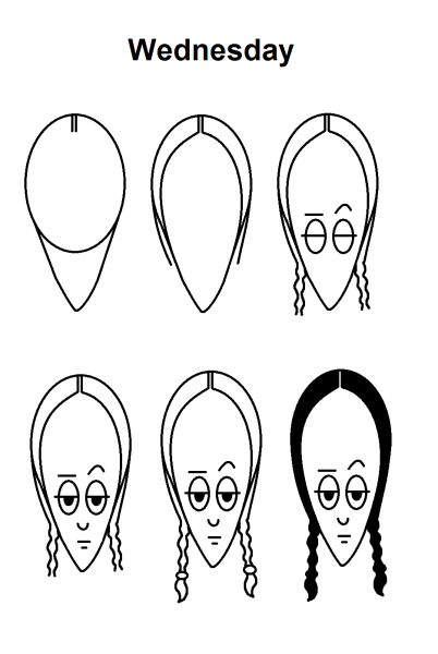 Семейка Аддамс рисунок карандашом