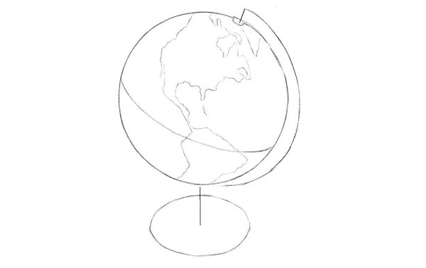 Глобус рисунок карандашом