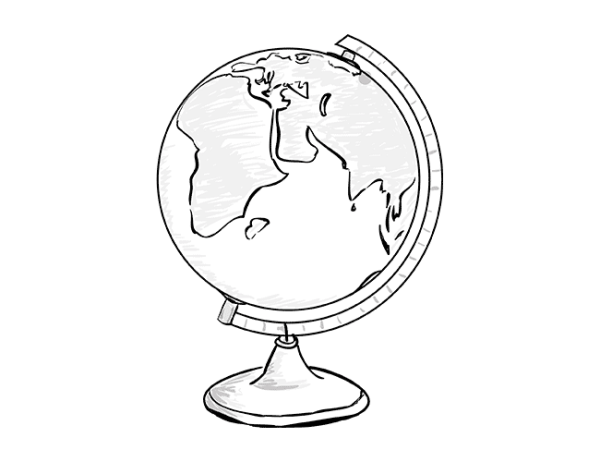 Глобус рисунок поэтапно