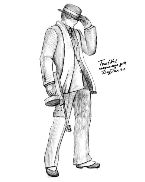 Гангстер рисунок карандашом