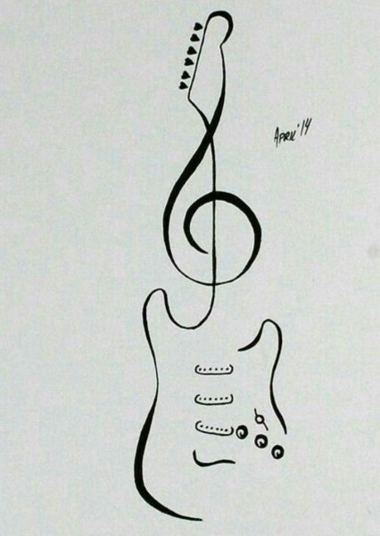 Тату гитара эскиз